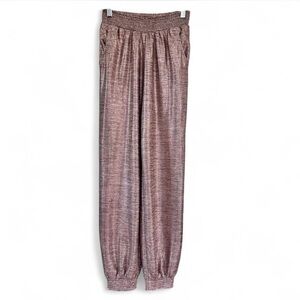 By Anthropologie Melora Metallic Jogger Pants Shimmer Pink Rose Gold XS Small